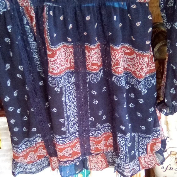 Altar'd State Paisley Navy and Orange Midi Dress - Picture 3 of 6